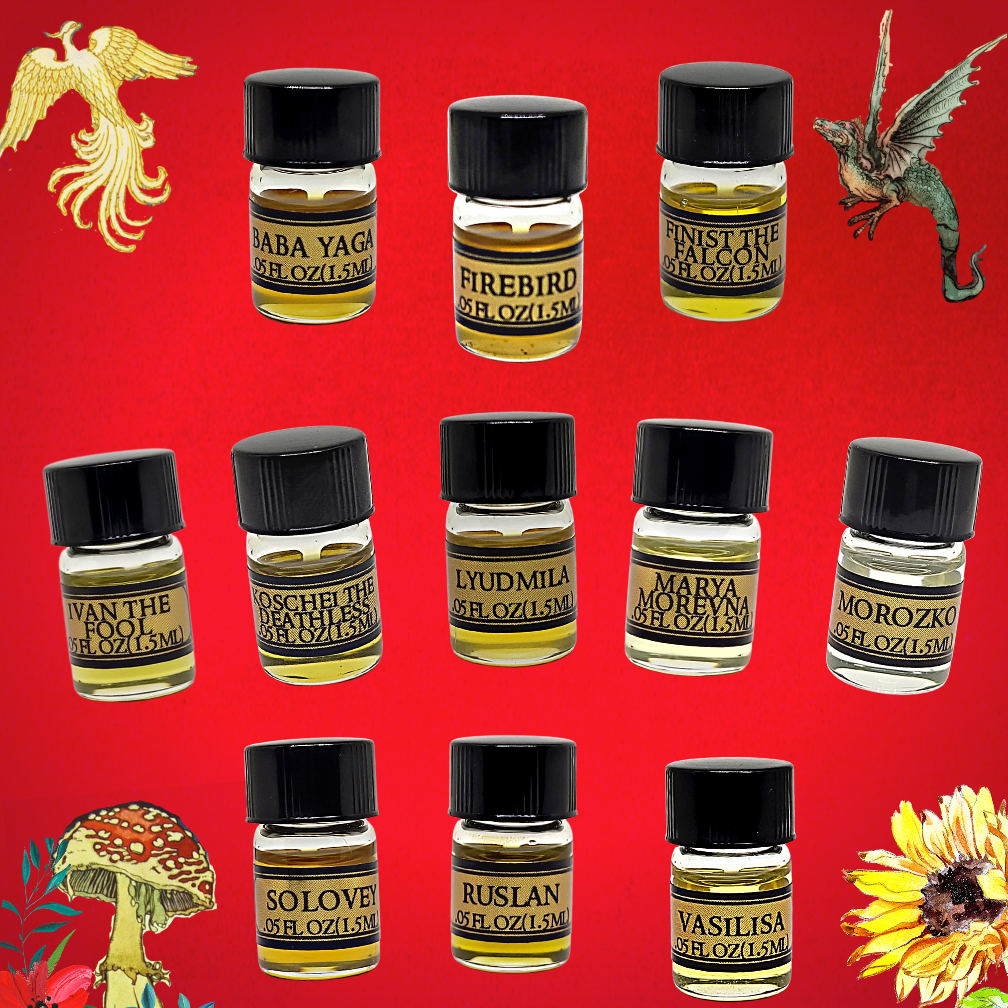 Perfume Oil Sample Pack - Slavic Fairy Tale Collection (11 Scents)